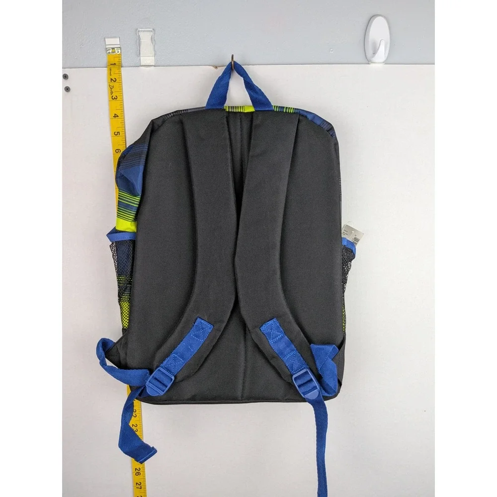 The Childrens Place Boys Striped Backpack Blue Grey Lime Green School Bag NWT